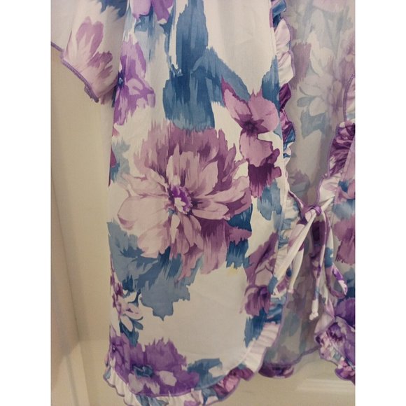 Women's Salon Studio Floral Purple/Blue Tie Front Lightweight Cardigan Sz Medium - Picture 3 of 10